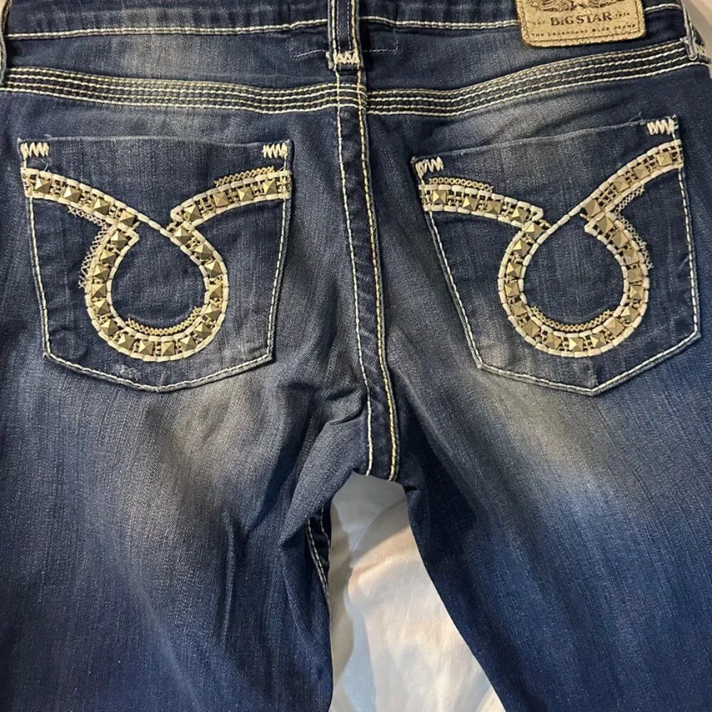 Big Star Jeans size 31 Inseam 25.5 Studded Bootcut